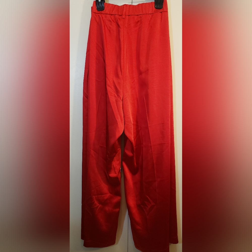🆕️ A New Day NWT 26 Red High-Rise Wide Leg Satin Pants Party - Picture 9 of 15
